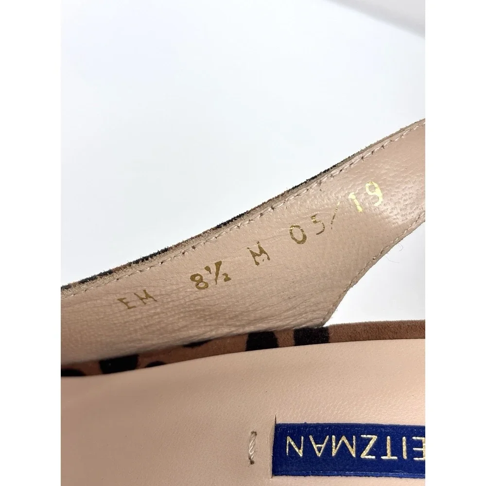 Stuart Weitzman Jean Leopard Cork Slingback Peep Toe Wedge Platform Sandals 8.5M